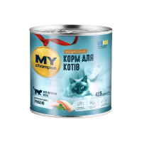 Влажный корм Мой чемпион, для кошек, кусочки в желе с рыбой, 415 г Влажный корм Мой чемпион, для кошек, кусочки в желе с рыбой, 415 г