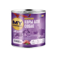 Влажный корм Мой чемпион, для собак кусочки в желе с телятиной, 415 г Влажный корм Мой чемпион, для собак кусочки в желе с телятиной, 415 г