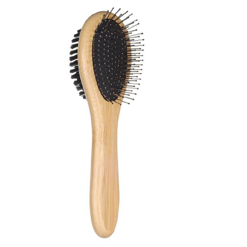 Щетка двухсторонняя Flamingo Bamboo 2в1 для собак, S, 19×5.2 см