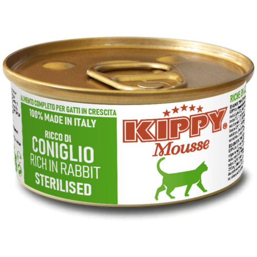 Влажный корм Kippy Mousse для стерилизованных кошек, мусс с крольчатиной, 85 г