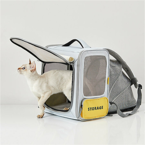 Рюкзак-переноска Petkit Breezy Zone Yellow/Grey для собак і котів, 35×27×43 см, сірий