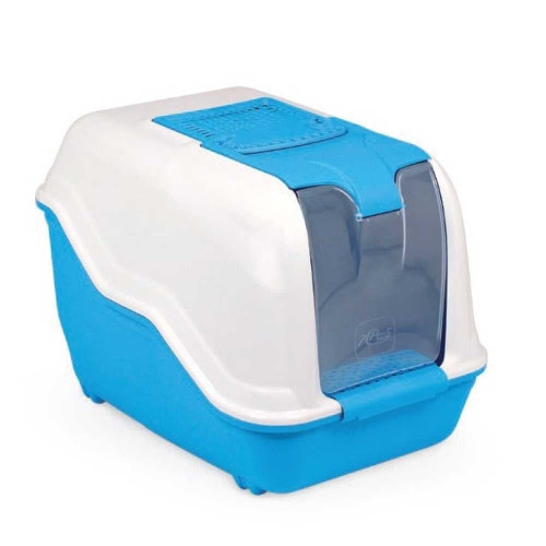 Туалет MPS NETTA CLOSE BLUE для кошек, бокс с фильтром, голубой, 54×39×40 см