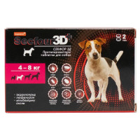 Таблетки Supremo Secfour 3D для собак 4–8 кг, противопаразитарные, 0.4 г, 2 таблетки