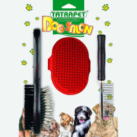 Набор Tatrapet Dog Salon для собак, силиконовый, щётка двусторонняя, гребень, щётка Набор Tatrapet Dog Salon для собак, силиконовый, щётка двусторонняя, гребень, щётка
