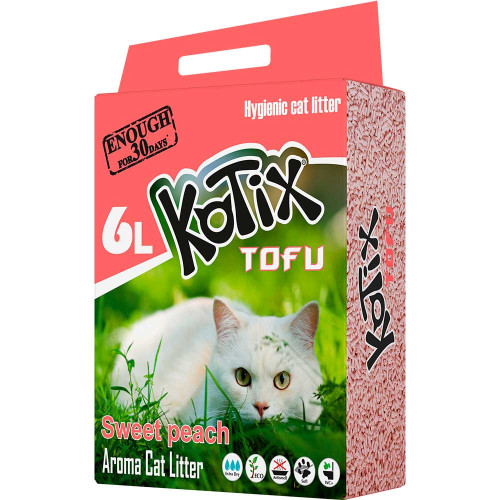 Соєвий наповнювач Kotix Tofu для котів, з ароматом меду та персика, 6 л Соєвий наповнювач Kotix Tofu для котів, з ароматом меду та персика, 6 л