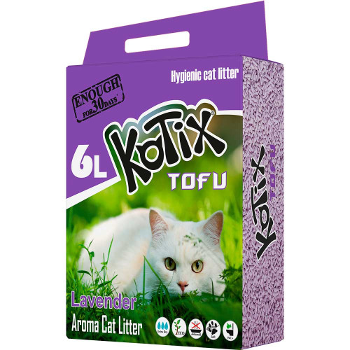 Соєвий наповнювач Kotix Tofu для котів, з ароматом лаванди, 6 л Соєвий наповнювач Kotix Tofu для котів, з ароматом лаванди, 6 л