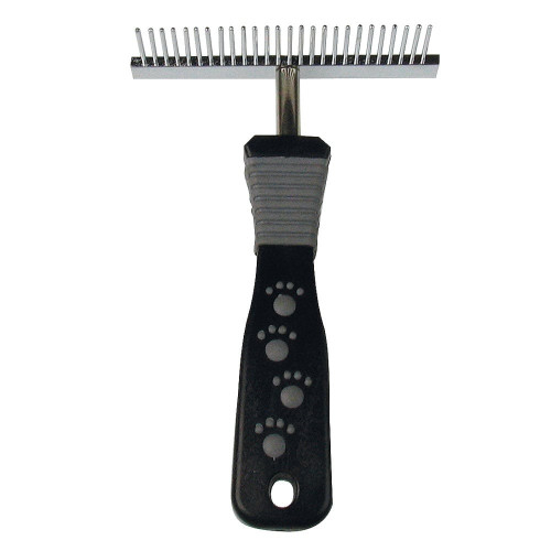 Гребінець-граблі Tatrapet Dog Salon однорядні, з пластмасовою ручкою, 8×12.6 см