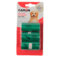 Пакеты Camon для собачьих фекалий под брелок-диспенсер арт. B523/P, 3 шт×15 пак, зелёно-чёрный Пакеты Camon для собачьих фекалий под брелок-диспенсер арт. B523/P, 3 шт×15 пак, зелёно-чёрный