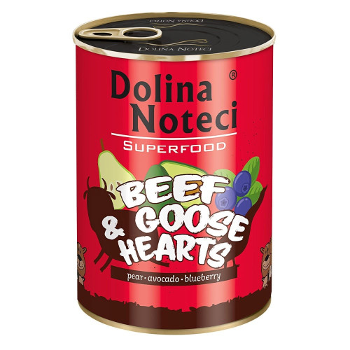 Консерви Dolina Noteci Superfood для cобак, з яловичих та гусячих сердець, 400 г