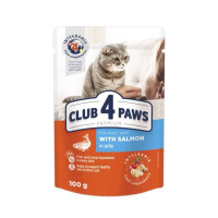 Вологий корм Club 4 Paws Adult Premium для дорослих котів, з лососем у желе, 85 г Вологий корм Club 4 Paws Adult Premium для дорослих котів, з лососем у желе, 85 г