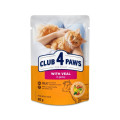 Вологий корм Club 4 Paws Adult Premium для дорослих котів, з телятиною у соусі, 85 г