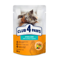 Влажный корм Club 4 Paws Adult Premium для взрослых стерилизованных кошек, с индейкой в соусе, 80 г Влажный корм Club 4 Paws Adult Premium для взрослых стерилизованных кошек, с индейкой в соусе, 80 г