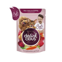 Вологий корм Delickcious для котів, борщ з яловичиною та морквою, 85 г