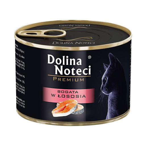 Консервированный корм Dolina Noteci Premium для кошек, мясные кусочки в соусе, лосось, 185 г