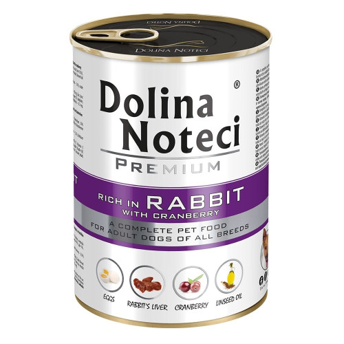 Консервированный корм Dolina Noteci Premium для собак, кролик и клюква, 400 г