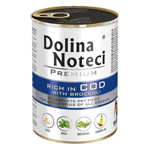 Консервированный корм Dolina Noteci Premium для собак, треска и брокколи, 400 г