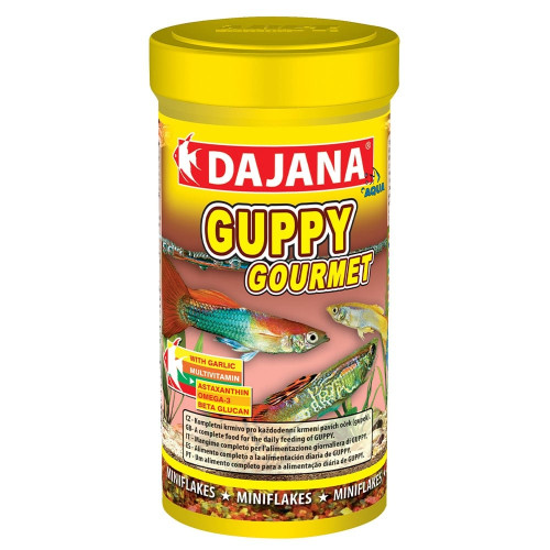 Корм Dajana Guppy Gourmet для гупи с чесноком в хлопьях, 100 мл/20 г Корм Dajana Guppy Gourmet для гупи с чесноком в хлопьях, 100 мл/20 г