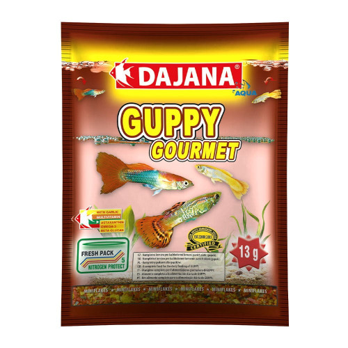 Корм Dajana Guppy Gourmet для гупи с чесноком в хлопьях, 80 мл/13 г Корм Dajana Guppy Gourmet для гупи с чесноком в хлопьях, 80 мл/13 г
