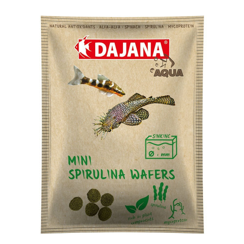 Корм Dajana Spirulina Mini Wafers для донных травоядных рыб в чипсах, 80 мл/10 г Корм Dajana Spirulina Mini Wafers для донных травоядных рыб в чипсах, 80 мл/10 г