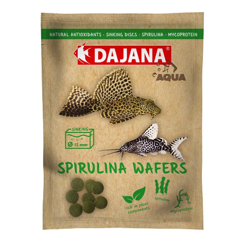 Корм Dajana Spirulina Wafers, спец. корм для донных травоядных рыб в чипсах, 80 мл/25 г Корм Dajana Spirulina Wafers, спец. корм для донных травоядных рыб в чипсах, 80 мл/25 г