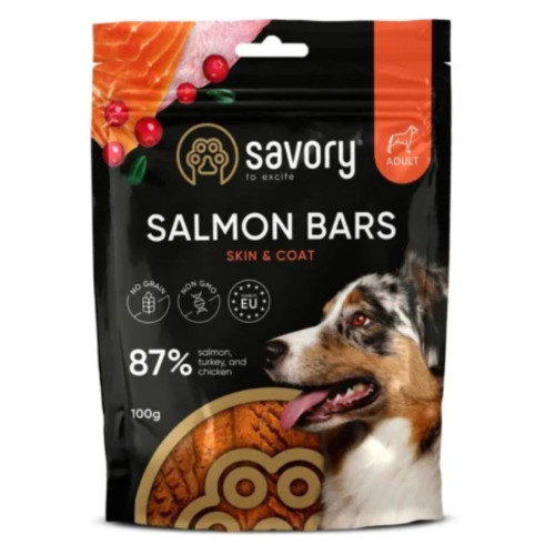 Лакомство Savory Bars With Salmon для собак, батончики с лососем, 100 г