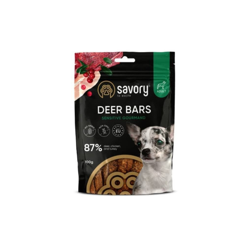 Лакомство Savory Savory Bars With Venison для собак, батончики с олениной, 100 г