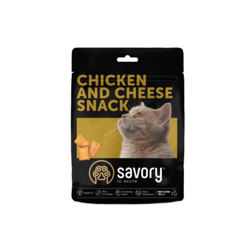 Лакомство Savory Cats Snacks Pillows Gourmand для взрослых привередливых кошек, подушечки с курицей и сыром, 180 г