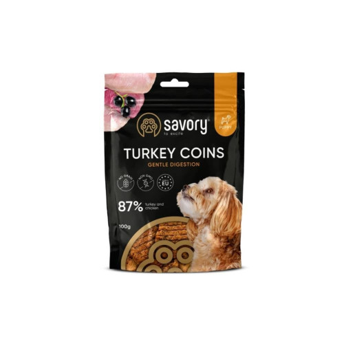 Лакомство Savory Savory Puppy Coins With Turkey для щенков, монетки с индейкой, 100 г