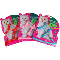 Набор шлеи и поводка Caty для кошек, красный, голубой, розовый, 1×25 см Набор шлеи и поводка Caty для кошек, красный, голубой, розовый, 1×25 см