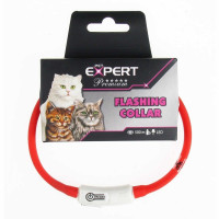 Ошейник Expert для кошек, LED, USB, силикон, красный, 1×35 см