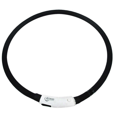 Нашийник Expert для собак, LED, USB, силікон, чорний, 1×70 см