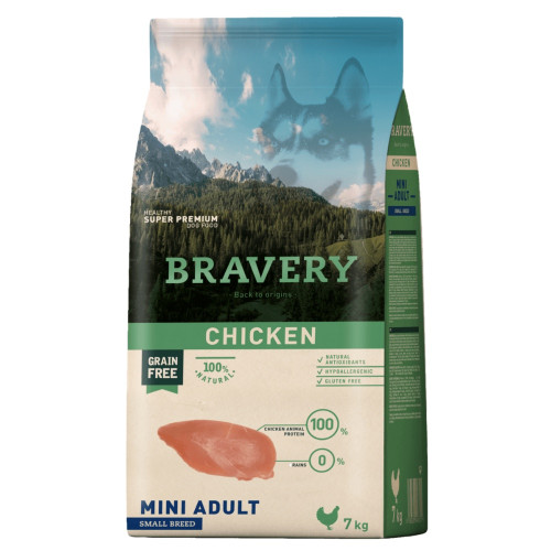Сухий корм Bravery Chicken Mini Adult для дорослих собак дрібних порід, з куркою, 7 кг