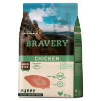 Сухой корм Bravery Chicken Puppy Large/Medium для щенков средних и крупных пород, с курицей, 12 кг Сухой корм Bravery Chicken Puppy Large/Medium для щенков средних и крупных пород, с курицей, 12 кг