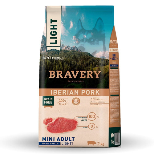 Сухой корм Bravery Iberian Pork Mini Adult Light для взрослых собак мелких пород, со свининой по-иберийски, 2 кг