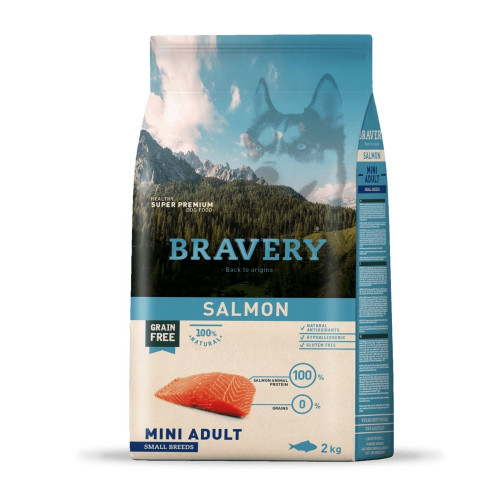 Сухий корм Bravery Salmon Mini Adult для дорослих собак дрібних порід, з лососем, 2 кг