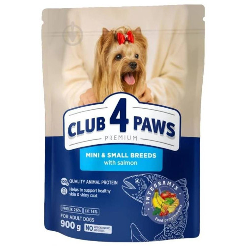 Сухий корм Club 4 Paws для собак малих порід, з лососем, 0.9 кг Сухий корм Club 4 Paws для собак малих порід, з лососем, 0.9 кг