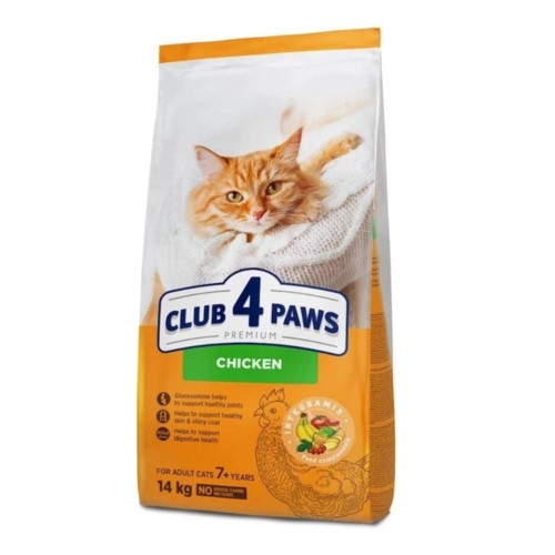 Сухий корм Club 4 Paws Adult Cats 7+ для дорослих котів від 7 років, з куркою, 14 кг Сухий корм Club 4 Paws Adult Cats 7+ для дорослих котів від 7 років, з куркою, 14 кг