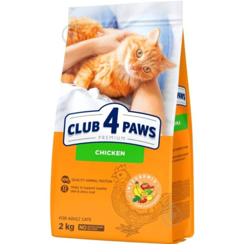 Сухий корм Club 4 Paws Adult Cats with Chicken для дорослих котів, з куркою, 2 кг Сухий корм Club 4 Paws Adult Cats with Chicken для дорослих котів, з куркою, 2 кг