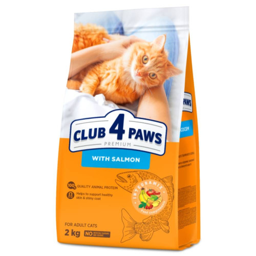 Сухий корм Club 4 Paws Adult Cats with Salmon для дорослих котів, з лососем, 2 кг Сухий корм Club 4 Paws Adult Cats with Salmon для дорослих котів, з лососем, 2 кг