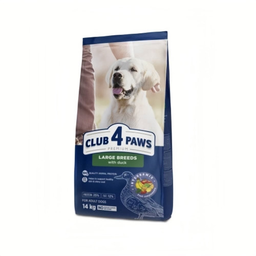 Сухий корм Club 4 Paws Adult Premium для собак великих порід, з качкою, 14 кг Сухий корм Club 4 Paws Adult Premium для собак великих порід, з качкою, 14 кг