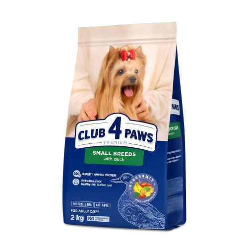 Сухий корм Club 4 Paws Adult Premium для собак малих порід, з качкою, 2 кг Сухий корм Club 4 Paws Adult Premium для собак малих порід, з качкою, 2 кг