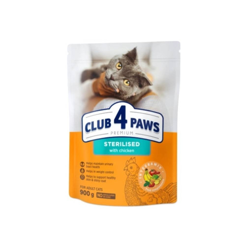 Сухий корм Club 4 Paws Premium Cat Sterilised Salmon для котів стерилізованих, з лососем, 0.9 кг Сухий корм Club 4 Paws Premium Cat Sterilised Salmon для котів стерилізованих, з лососем, 0.9 кг