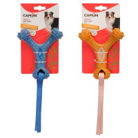 Игрушка Croci для собак, косточка с лентами для лакомств, бамбук, 15 см