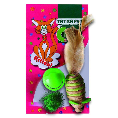 Іграшка Tatrapet Caty funny для котів, набір мишка та м’ячики, 3.5–6.3 см