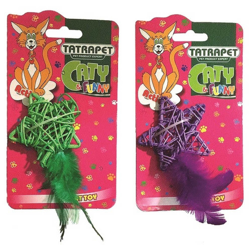 Игрушка Tatrapet Caty funny для котов, звёздочка с перьями, 13×7 см