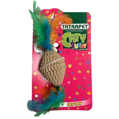 Іграшка Tatrapet Caty funny для котів, іграшка з пір’ям, картон, 15×3.8 см