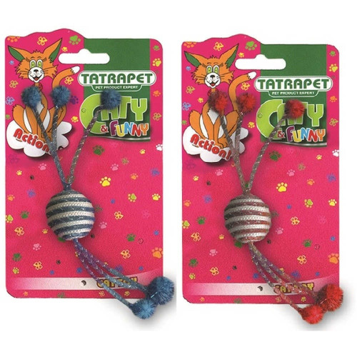 Іграшка Tatrapet Caty funny для котів, м’ячик, шпагат, 4×20 см