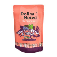 Влажный корм Dolina Noteci Superfood для кошек, с телятиной, лобстером и креветкой, 85 г