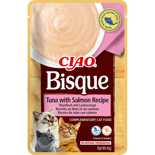 Влажный корм INABA «CIAO Bisque» для кошек, с тунцом и лососем, пюре, 40 г
