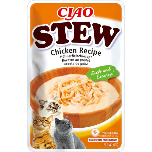 Влажный корм INABA «CIAO Stew» для кошек, с тушёной курицей, 40 г